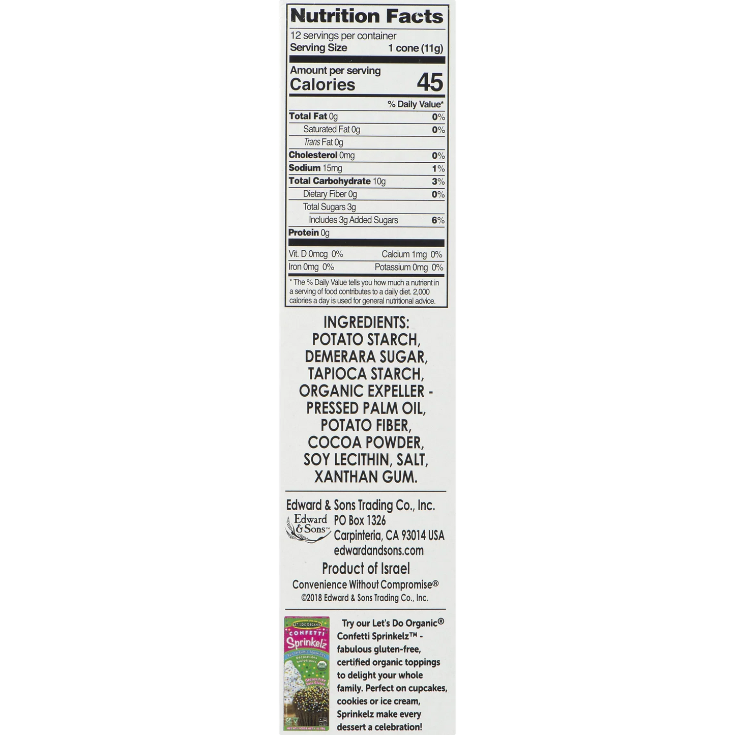 Let's Do Gluten Free Sugar Ice Cream Cones, Case of 12, 4.6 Oz Each