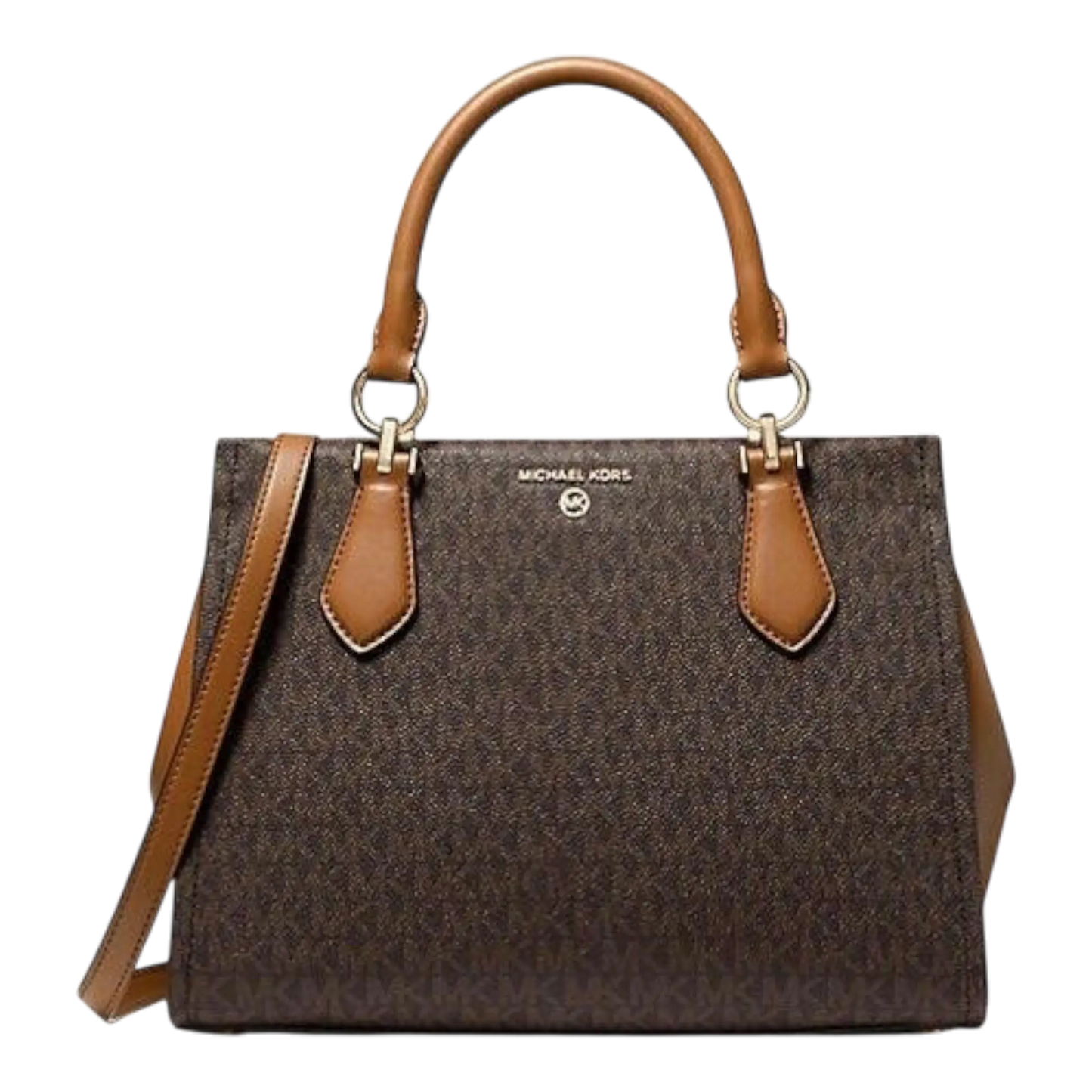 Michael Kors Marilyn Women Medium Logo Satchel Handbag Brown