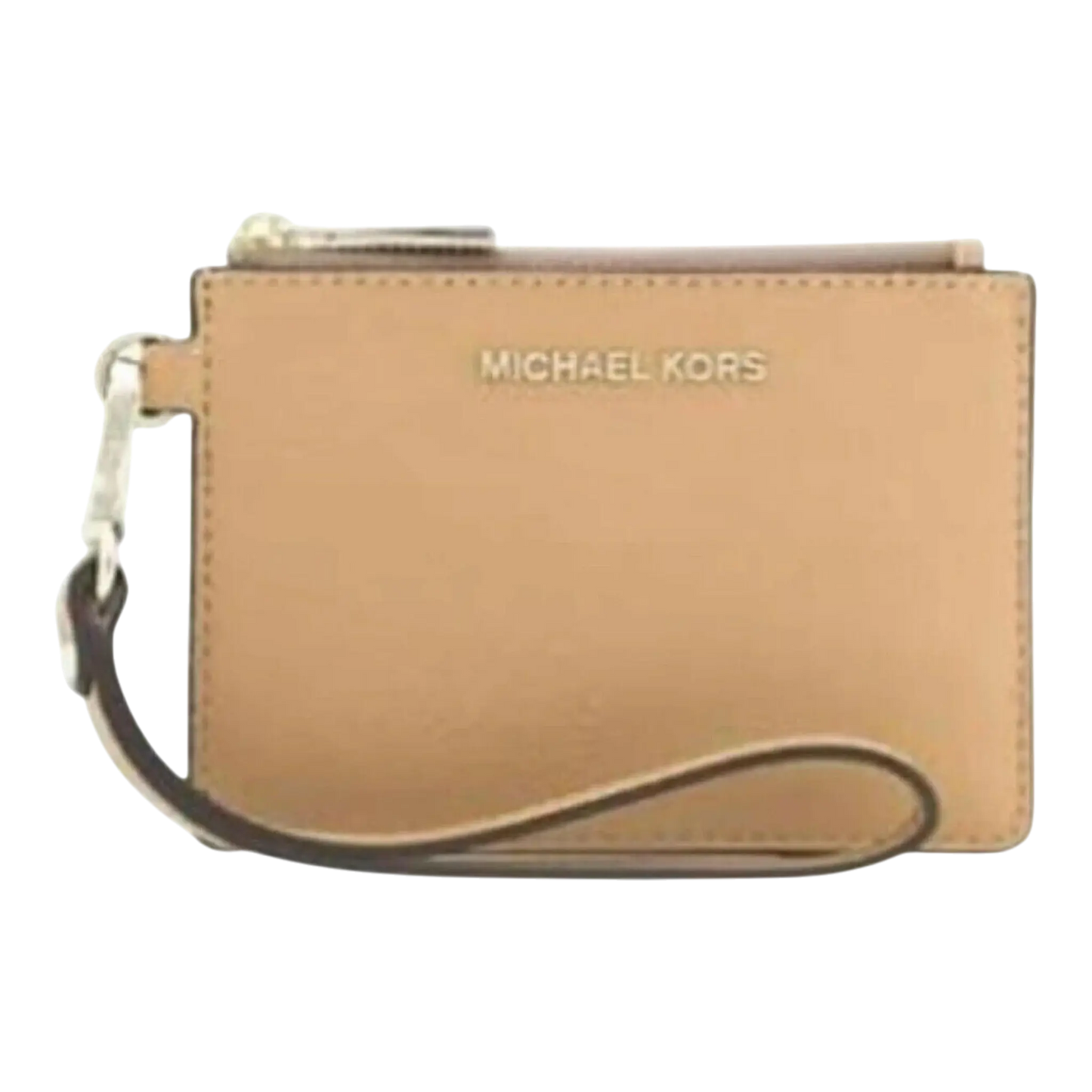 Michael Kors Pebbled Leather Women Wristlet Camel Coin Purse