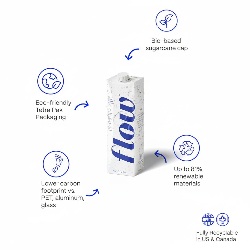 Flow Alkaline Spring Water, 1 Liter, Pack of 6