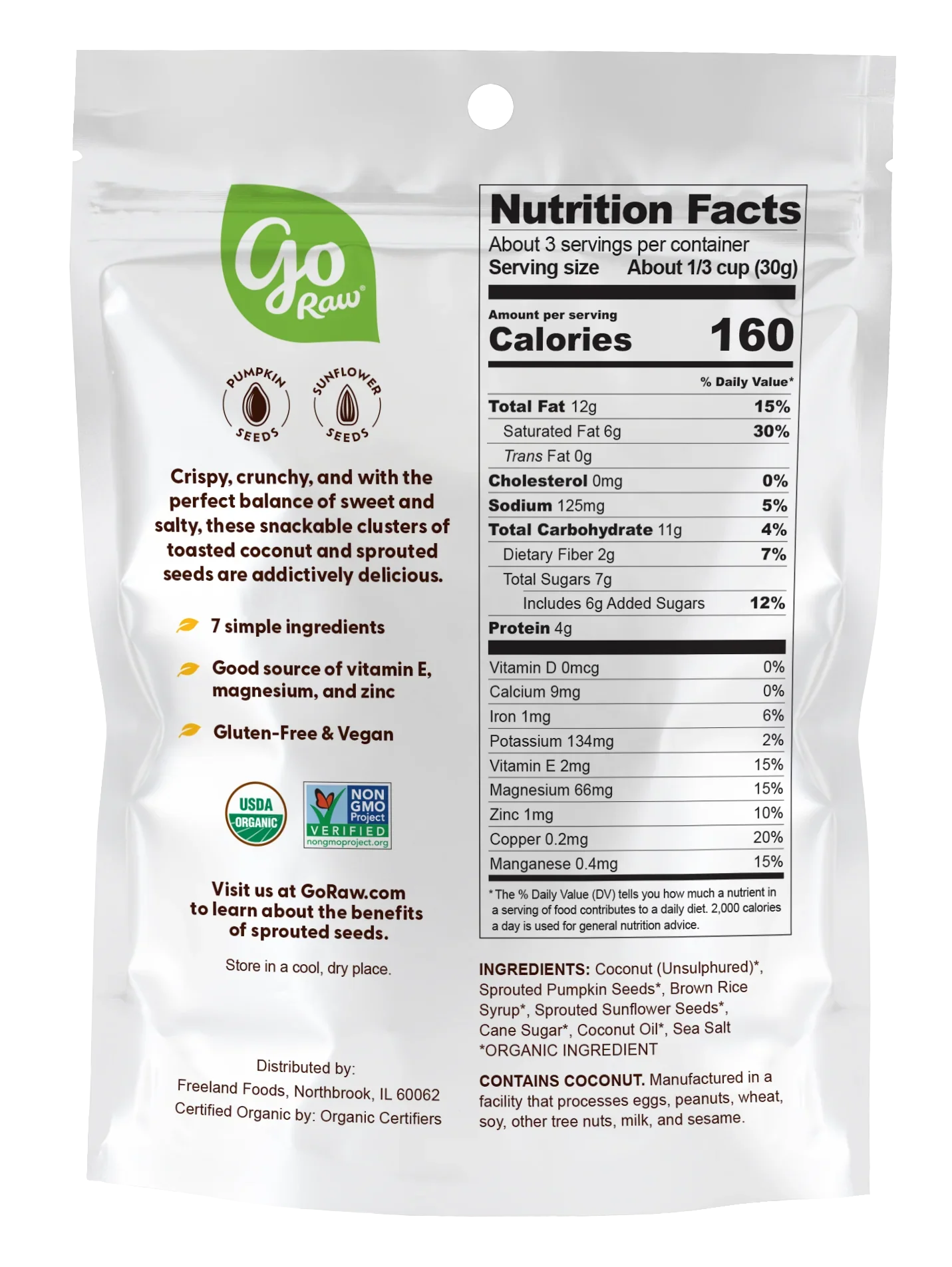 Go Raw Sweet Salt Coconut Clusters - 3 Oz, Pack of 6