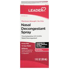 Leader Maximum Strength 12-Hour Nasal Decongestant No Drip Spray, 1 fl oz