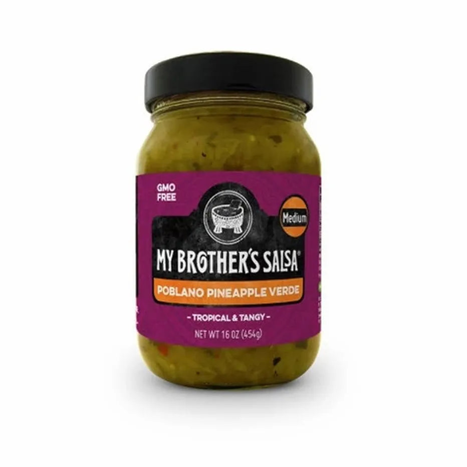 My Brother's Salsa Poblano Verde Pineapple Salsa - Case of 6 - 16 oz Bottles