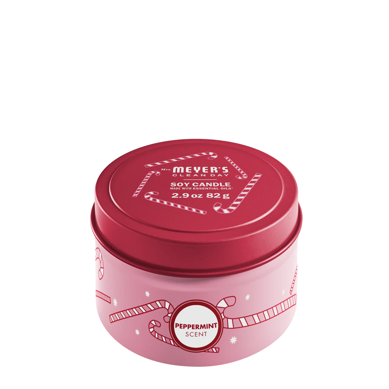 Mrs. Meyer's Clean Day | Peppermint Soy Candle Tin, Festive Holiday Fragrance | 8 Pack, 2.9 Oz