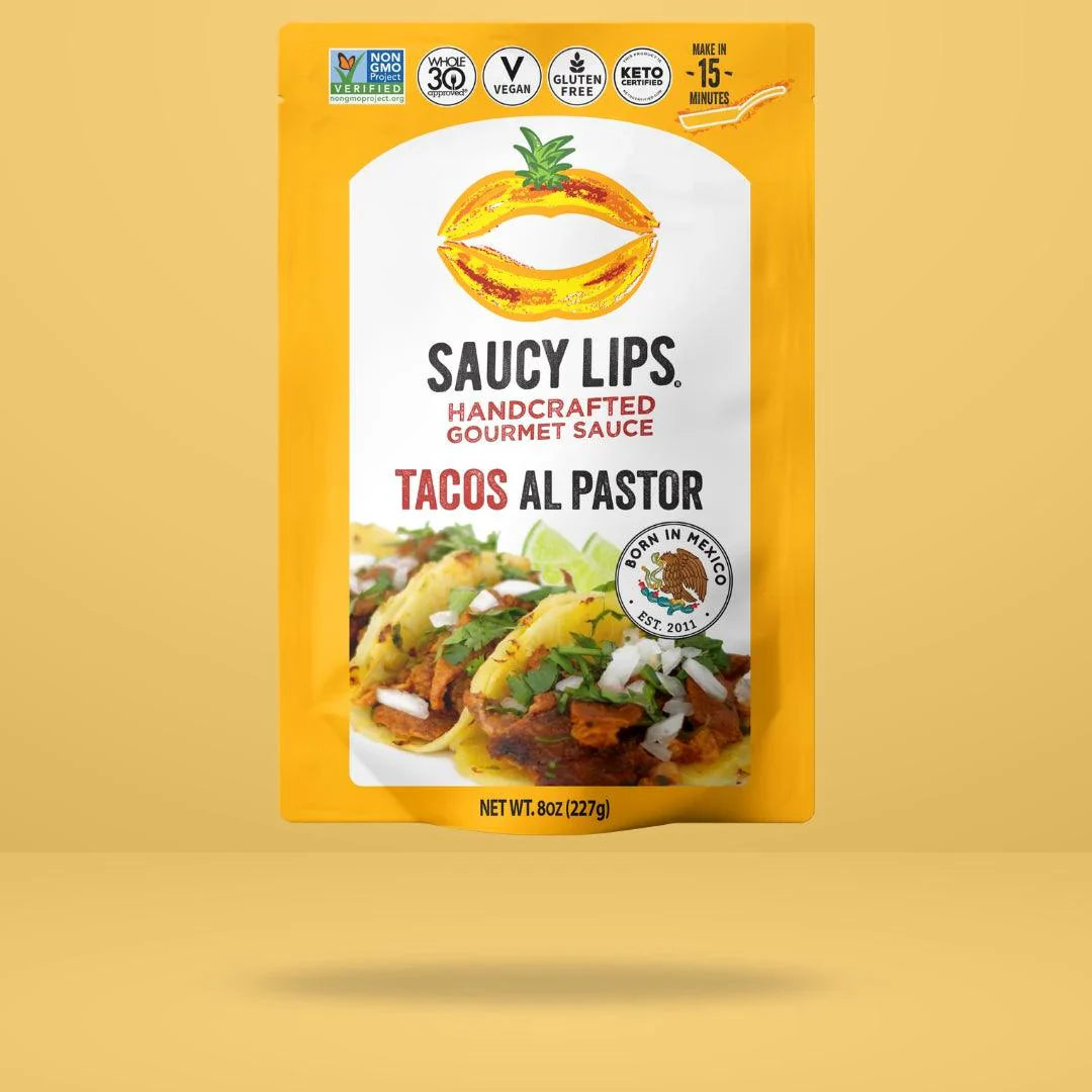 Saucy Lips Taco Al Pastor Sauce, 8 oz (Pack of 6) - Gluten-Free Flavor
