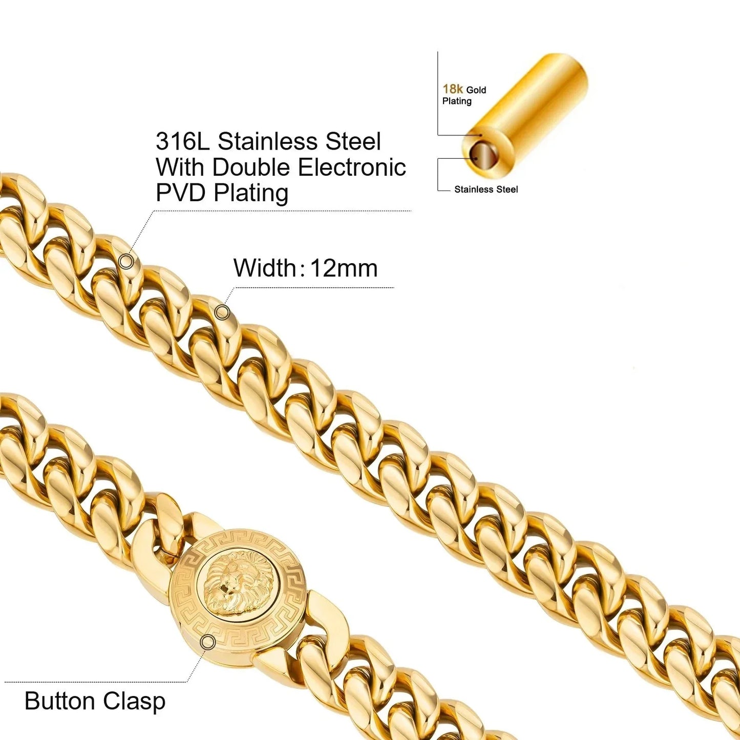 The King - 12mm Cuban Link Chain in 18K Gold Plated by Bling Proud | Urban Jewelry Online Store