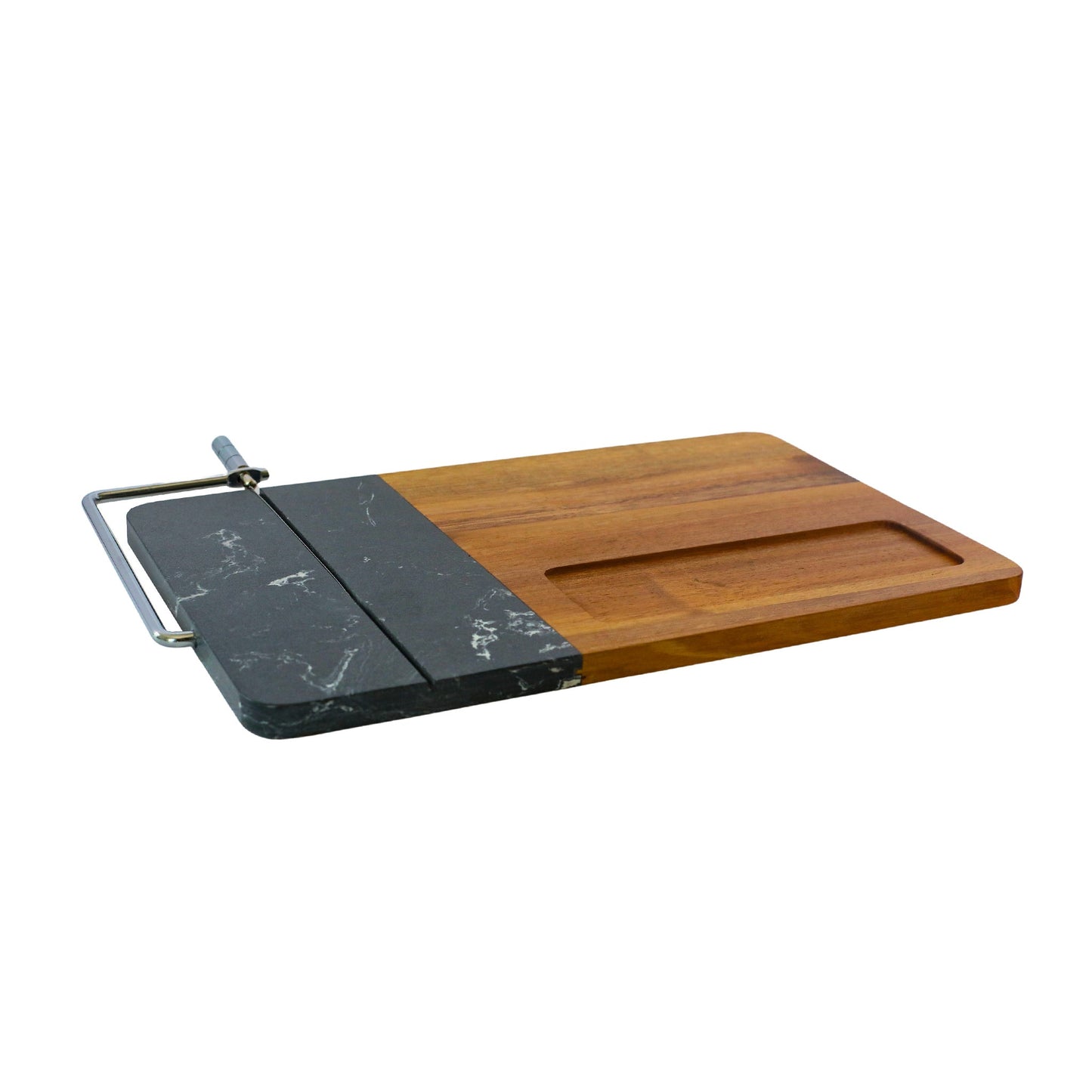 Black Marble and Acacia Wood Board with Slicer by Creative Gifts