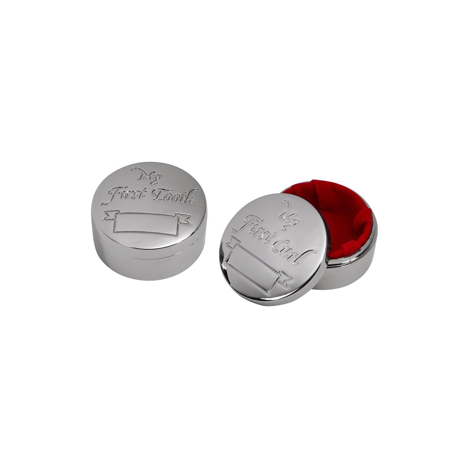 First Tooth & First Curl Round Silver Box Set by Creative Gifts
