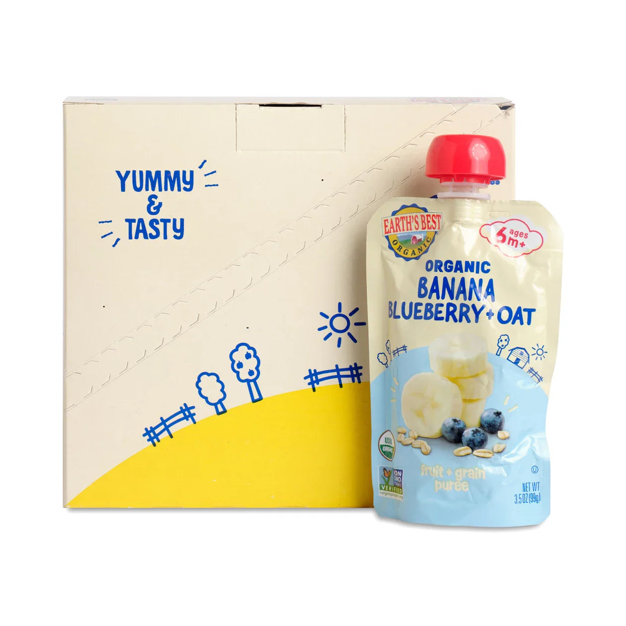 Earth's Best Organic Blueberry Banana Flax & Oat Baby Food Pouch, Stage 2, 3.5 oz (Case of 12)