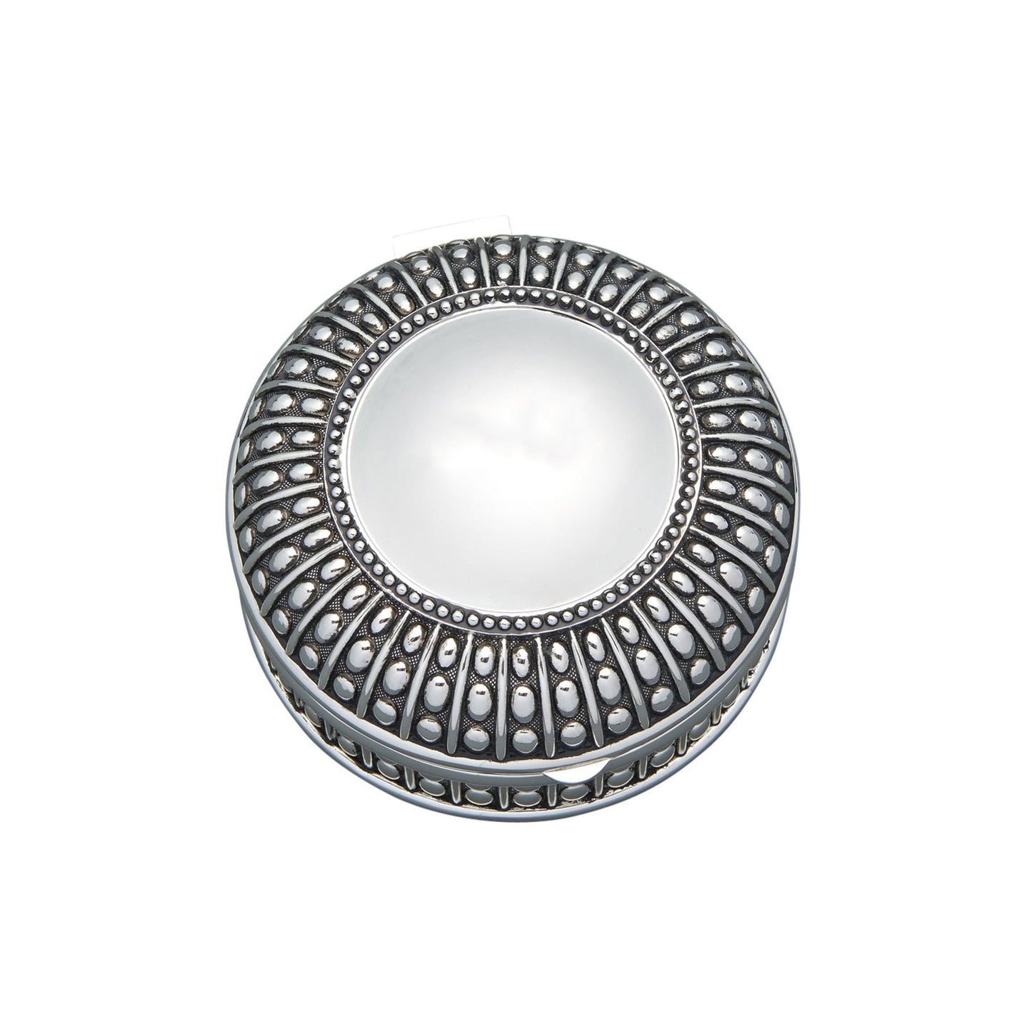 Silverplated Round Antique-Style Box with Beaded Detail, 4.5" by Creative Gifts