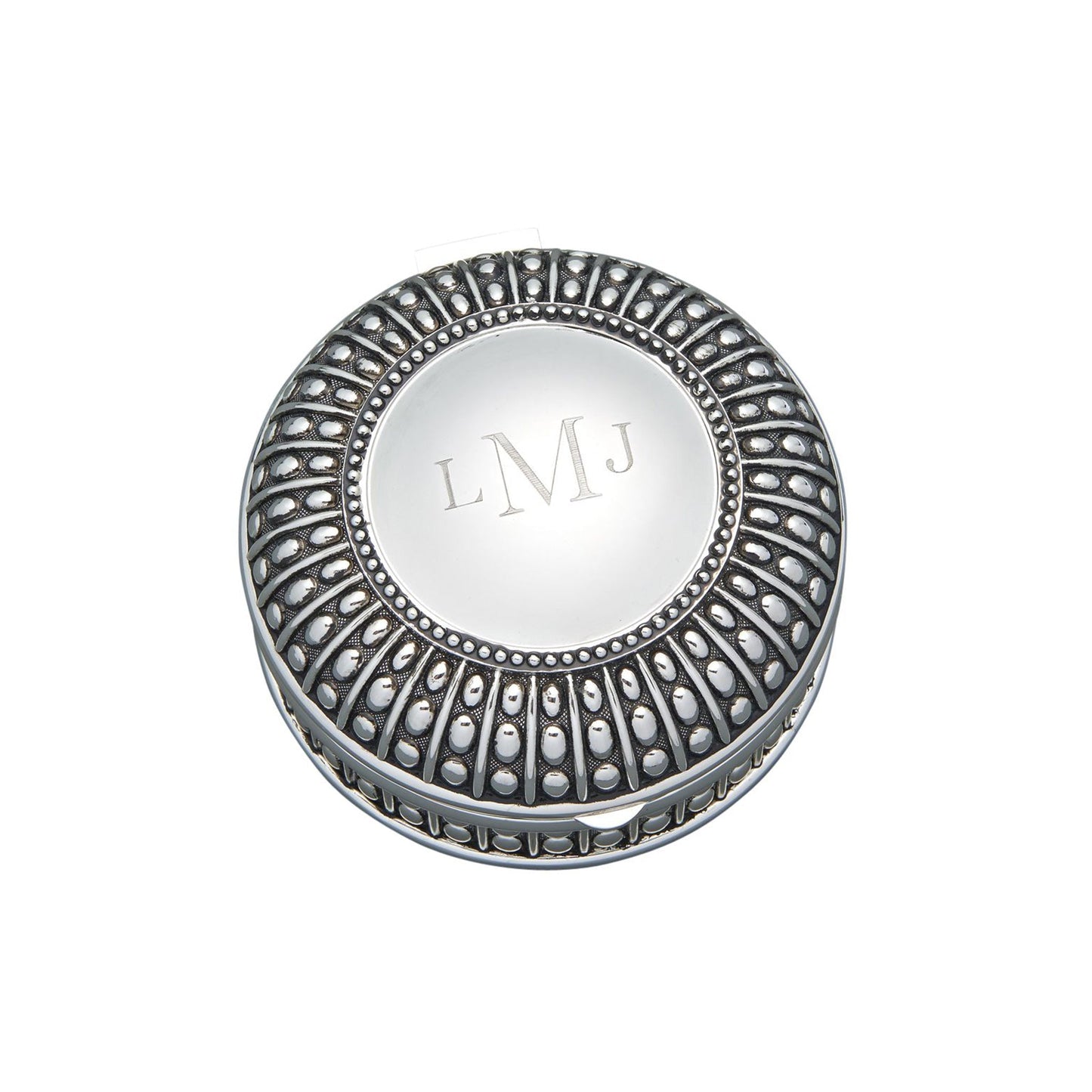 Silverplated Round Antique-Style Box with Beaded Detail, 4.5" by Creative Gifts
