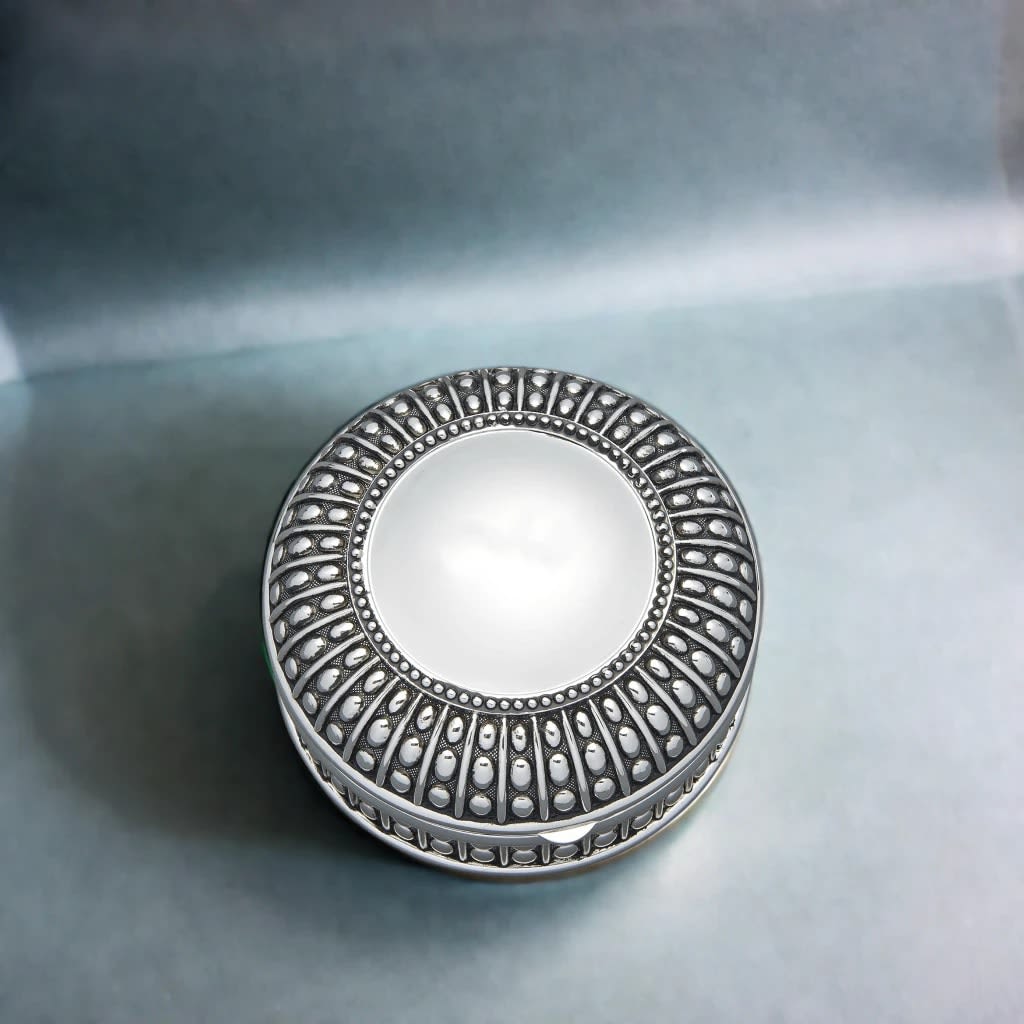 Silverplated Round Antique-Style Box with Beaded Detail, 4.5" by Creative Gifts