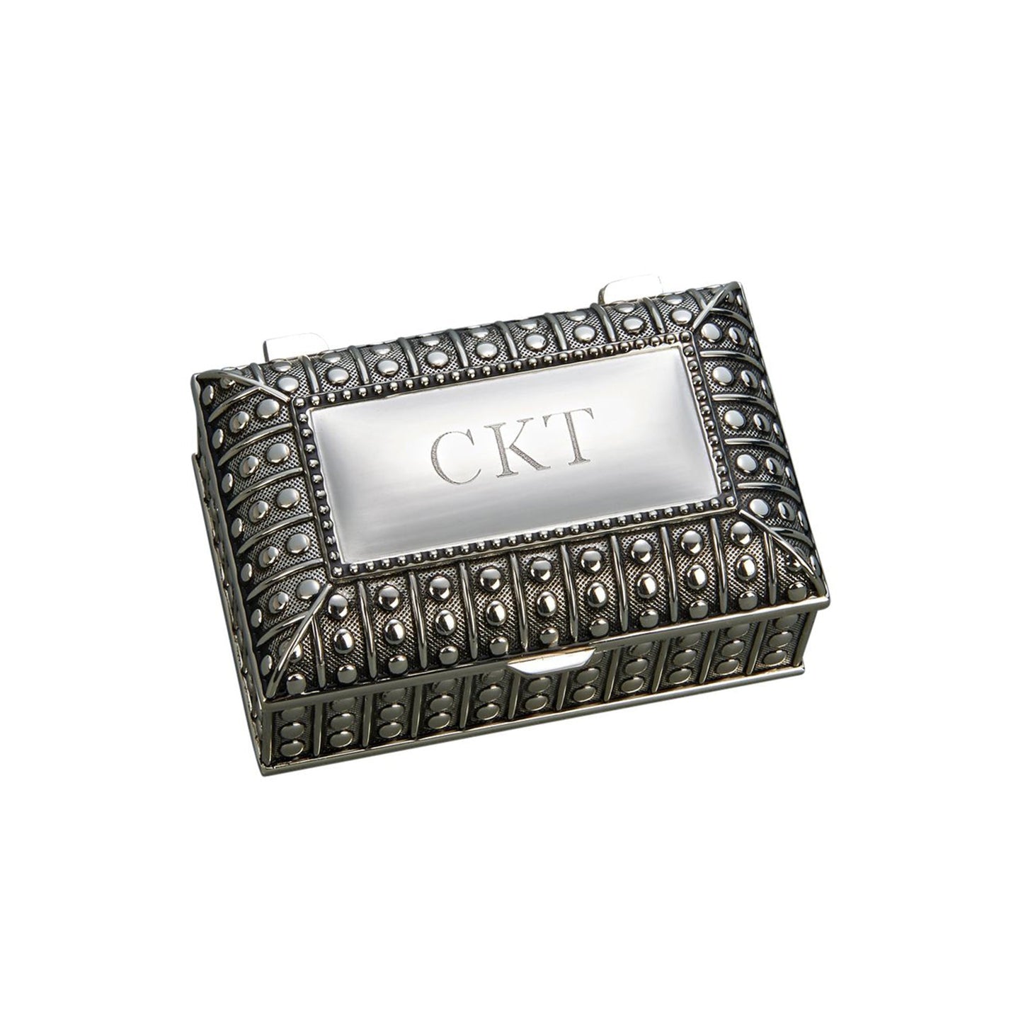 Silverplated Rectangular Box with Beaded Antique Design, 2.25" by Creative Gifts