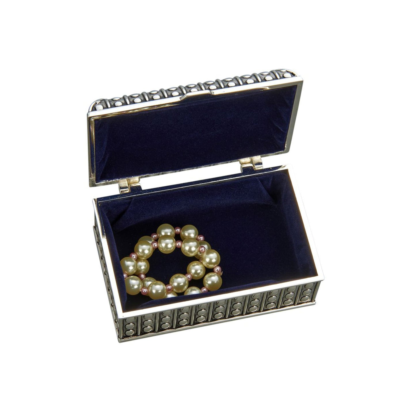 Silverplated Rectangular Box with Beaded Antique Design, 2.25" by Creative Gifts