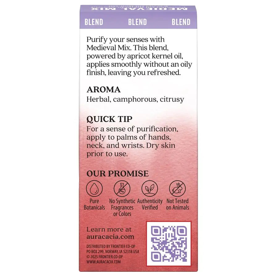 Aura Cacia Roll-On Essential Oil, Medieval Blend, 0.31 fl. oz., Pack of 4