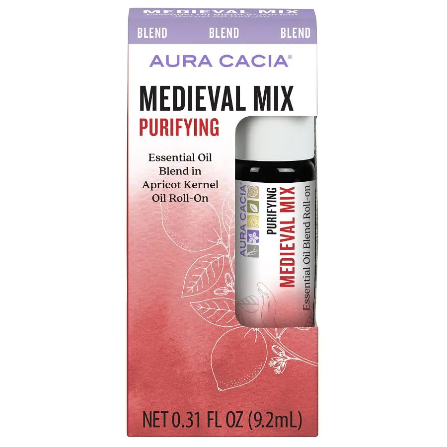 Aura Cacia Roll-On Essential Oil, Medieval Blend, 0.31 fl. oz., Pack of 4