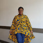 Kente African Print High Low Button up Shirt (Blue Yellow )