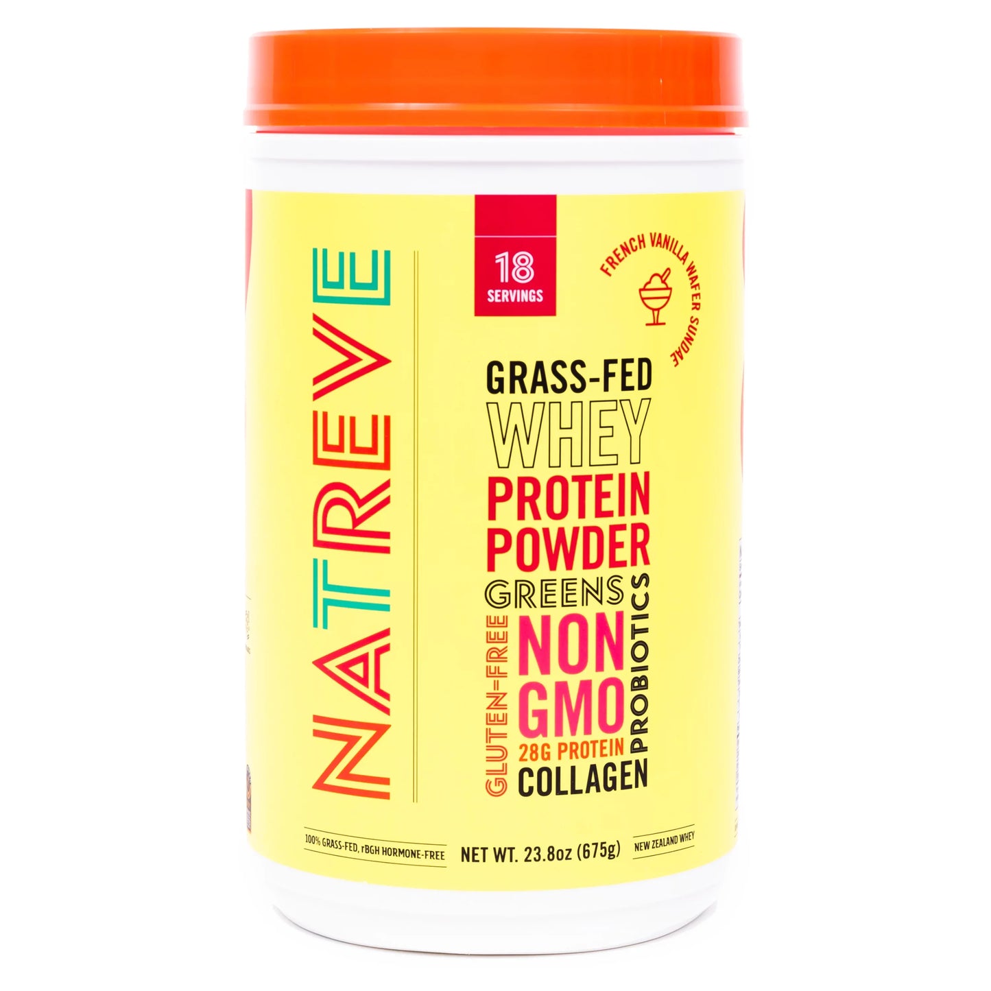 Natreve Vanilla Sundae Whey Protein Powder (Pack of 4) 23.8 Oz