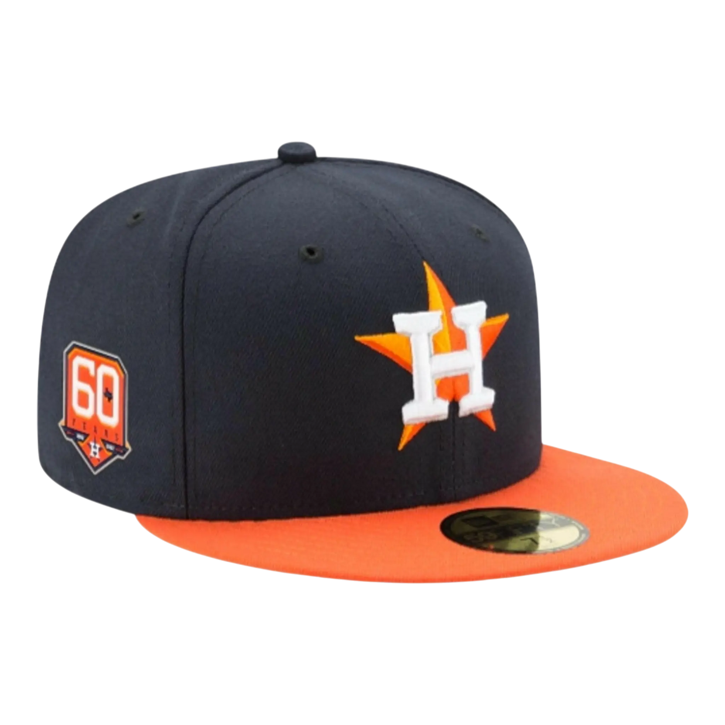 New Era 59Fifty MLB Houston Astros 60th Anniversary Authentic Collection Road Fitted Hat Navy/Orange