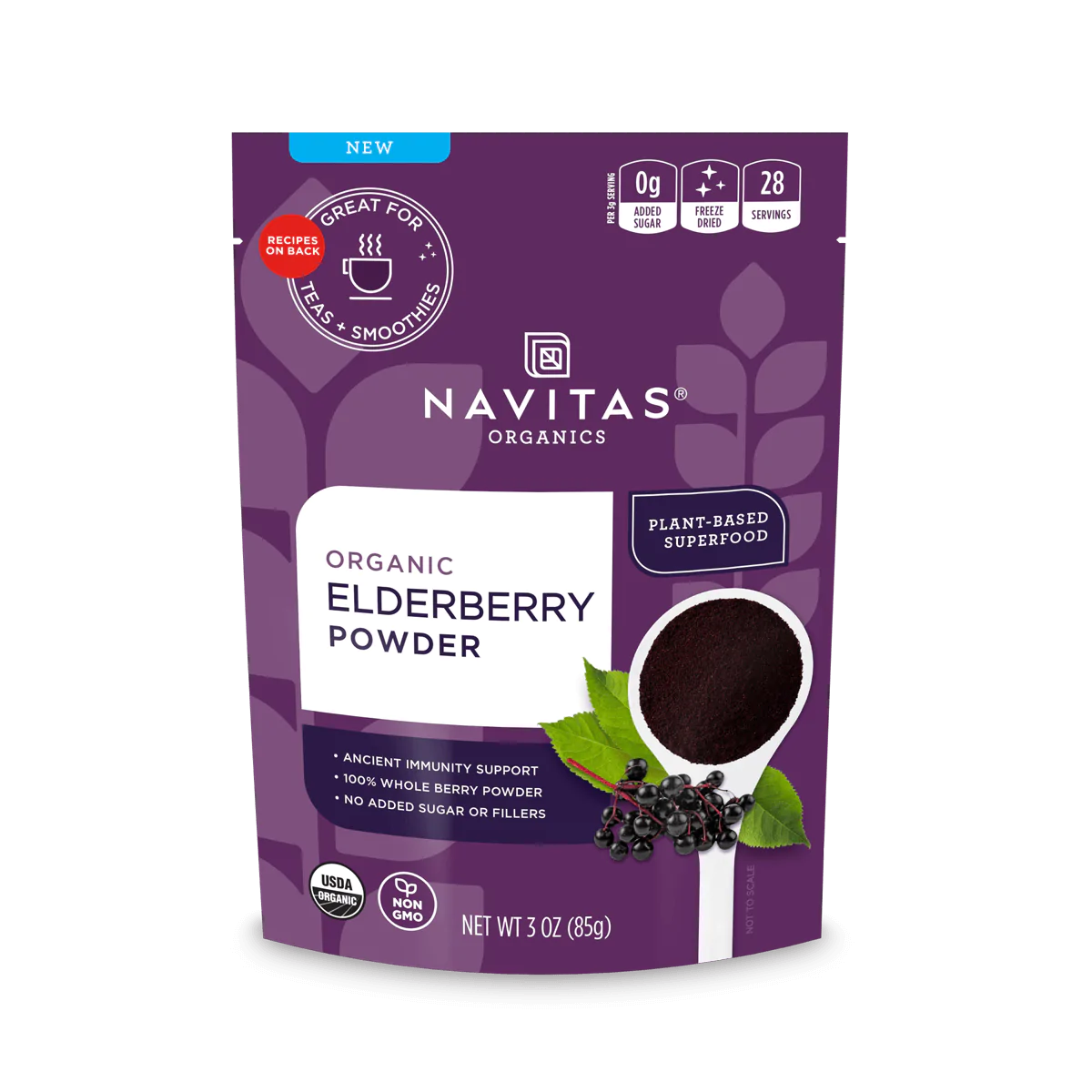 Navitas Organics Elderberry Powder: Boosts Immunity, Antioxidant-Rich Superfood (6-packs x 3 oz)