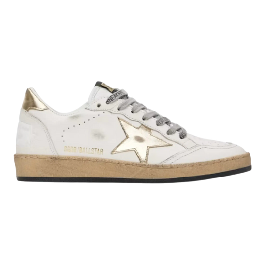 Golden Goose Ball Star Women Sneakers Milk Gold Laminated Star