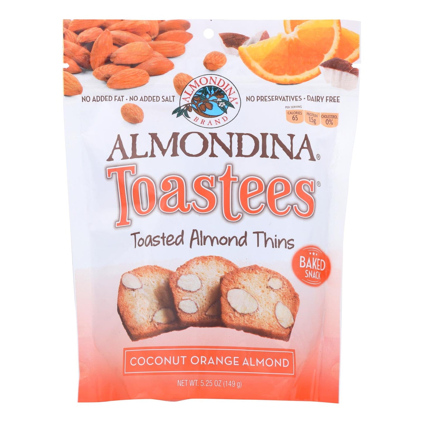 Almondina Toasted Almond Thins, Coconut Orange Almond, 5.25 Oz. - Case of 12