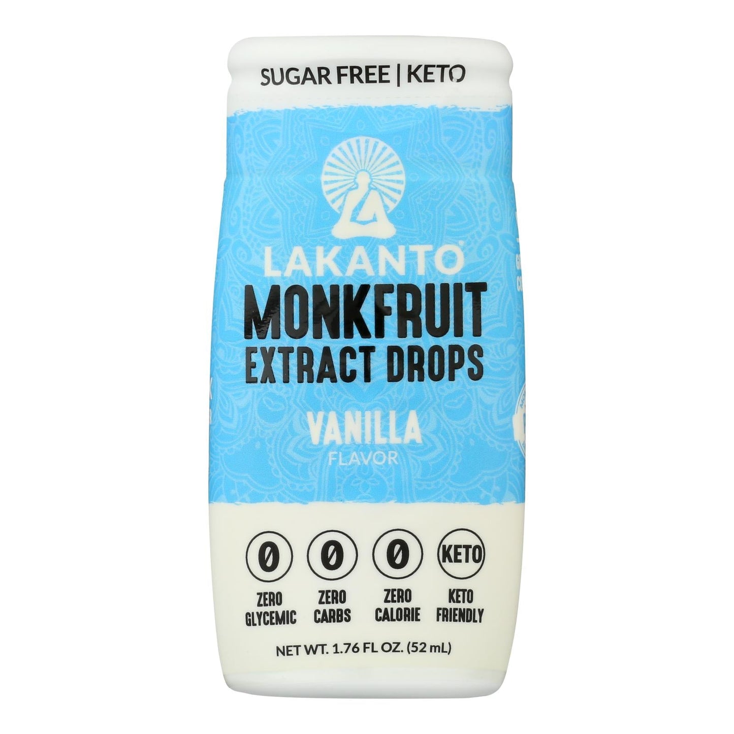 Lakanto Monkfruit Sweetener, Vanilla Liquid, Sweet Drops, Sugar-Free, Zero Calories, Keto-Friendly, 6 x 1.76 fl oz Bottles