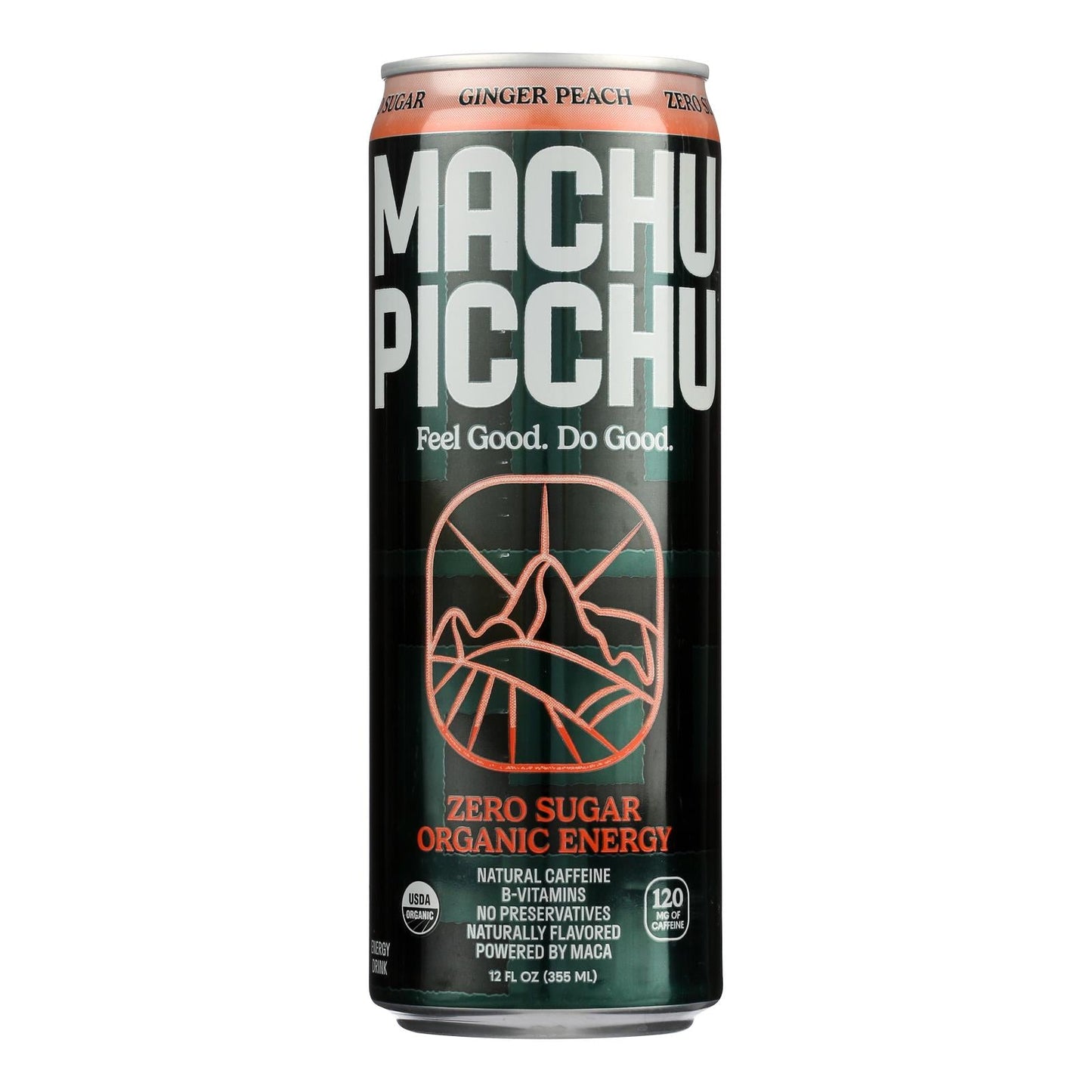 Machu Picchu Ginger Peach Energy Drink, 12-12 Fl Oz (Case of 12)