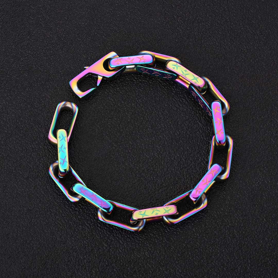 10mm Rainbow Mens Paperclip Bracelet by Bling Proud | Urban Jewelry Online Store