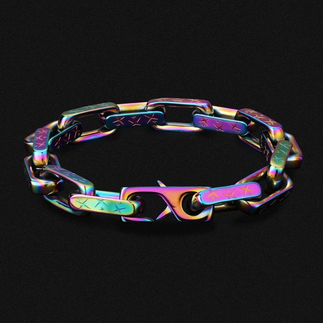 10mm Rainbow Mens Paperclip Bracelet by Bling Proud | Urban Jewelry Online Store