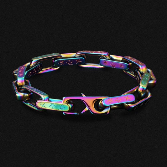 10mm Rainbow Mens Paperclip Bracelet by Bling Proud | Urban Jewelry Online Store