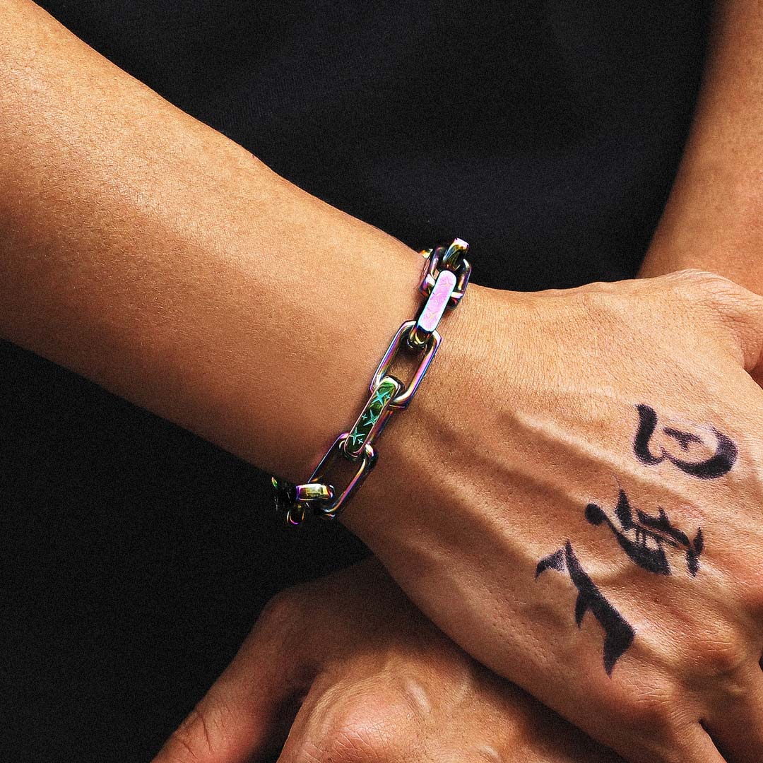 10mm Rainbow Mens Paperclip Bracelet by Bling Proud | Urban Jewelry Online Store