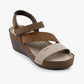 Kiara by LEON- Women’s Leather Platform Heel Sandals- Gel Insole & Adjustable Strap