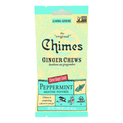 Chimes Premium Peppermint Ginger Chews - 1.5 Oz Each (Case of 12)