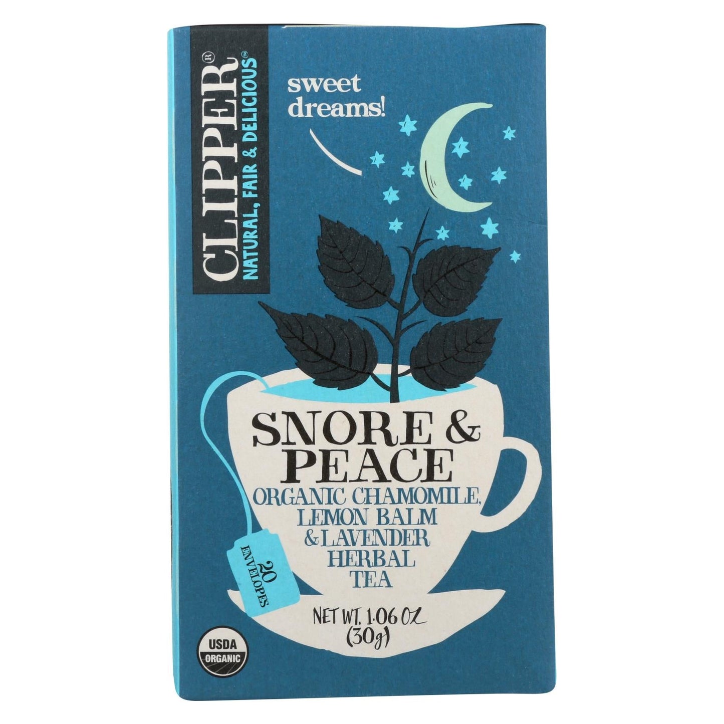 Clipper Tea Organic Snore and Peace Herbal Tea, 20 Bags, Pack of 6