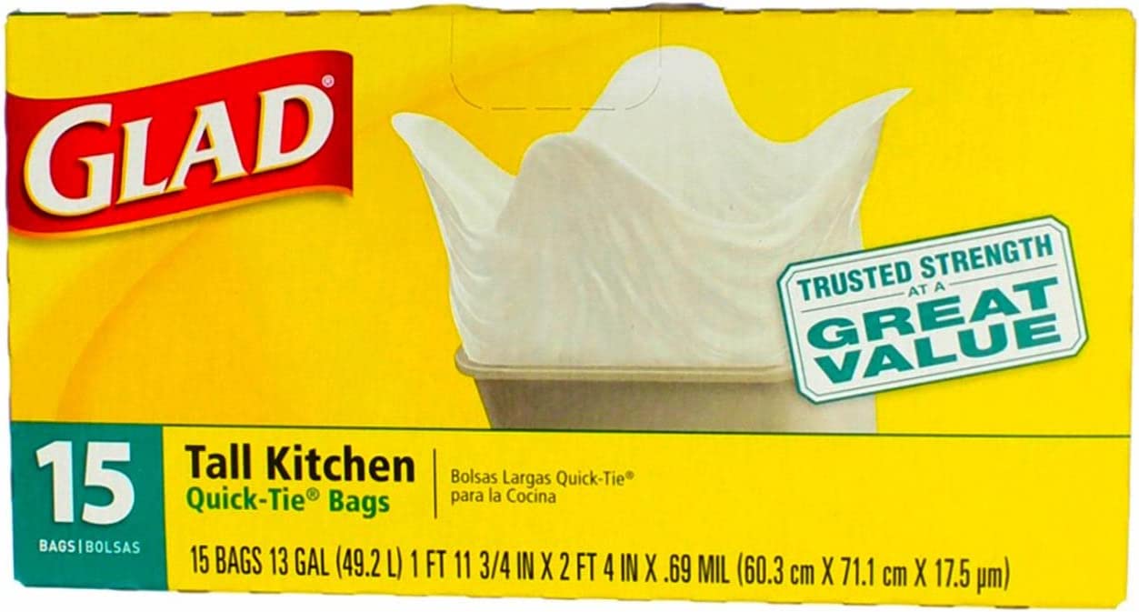 Tall Kitchen Drawstring Refuse Bags - 15 Ct (Case of 6)