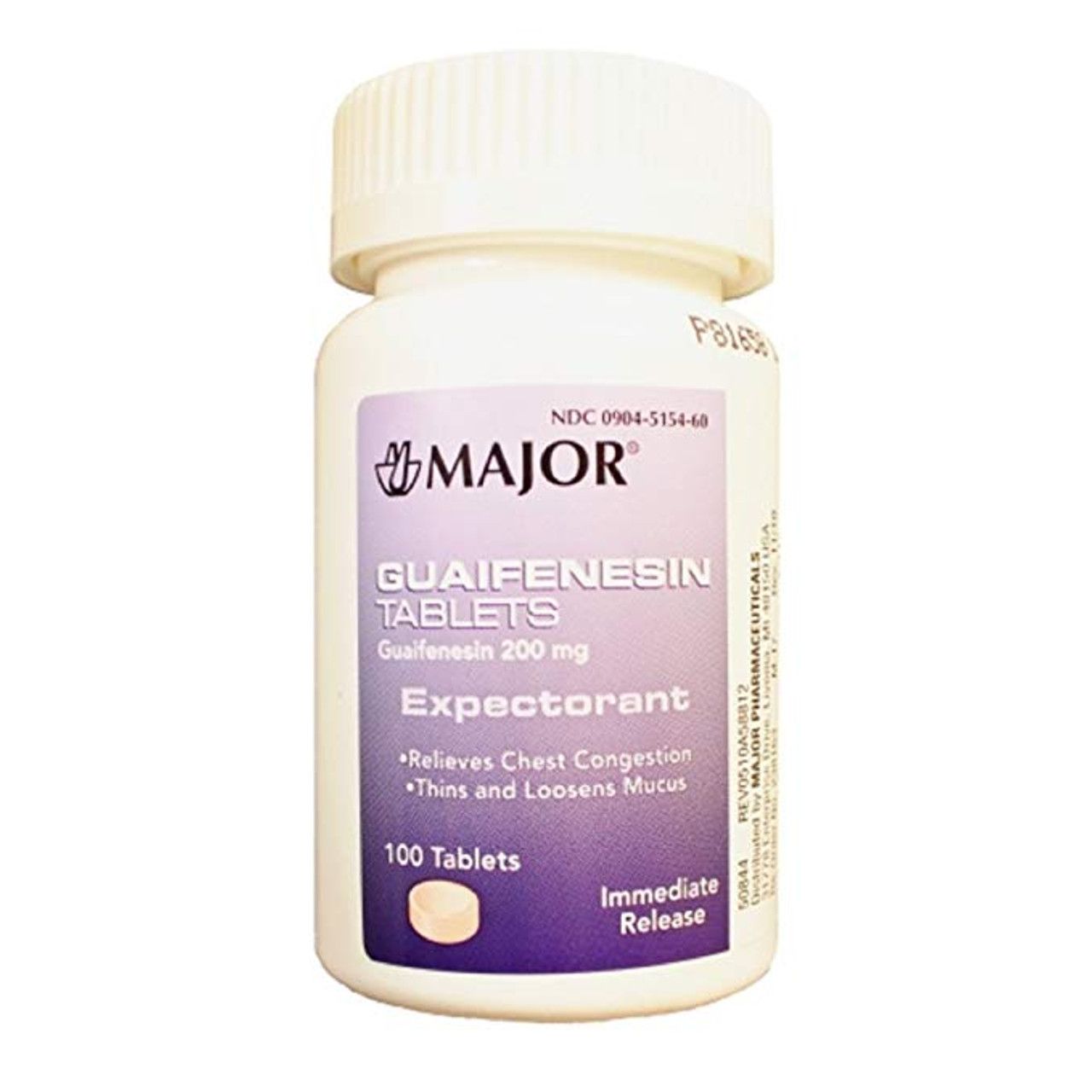 Major Guaifenesin 200 mg Tablets, Expectorant, 100 Count