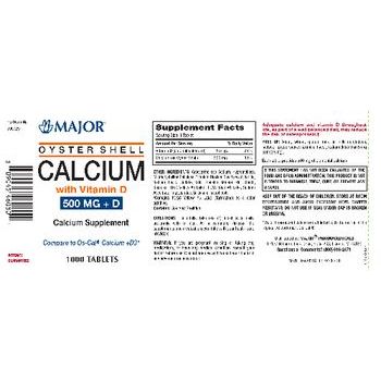 Major Oyster Shell Calcium With Vitamin D 500 Mg + D