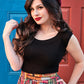 Retro Boat Neck Top in Black