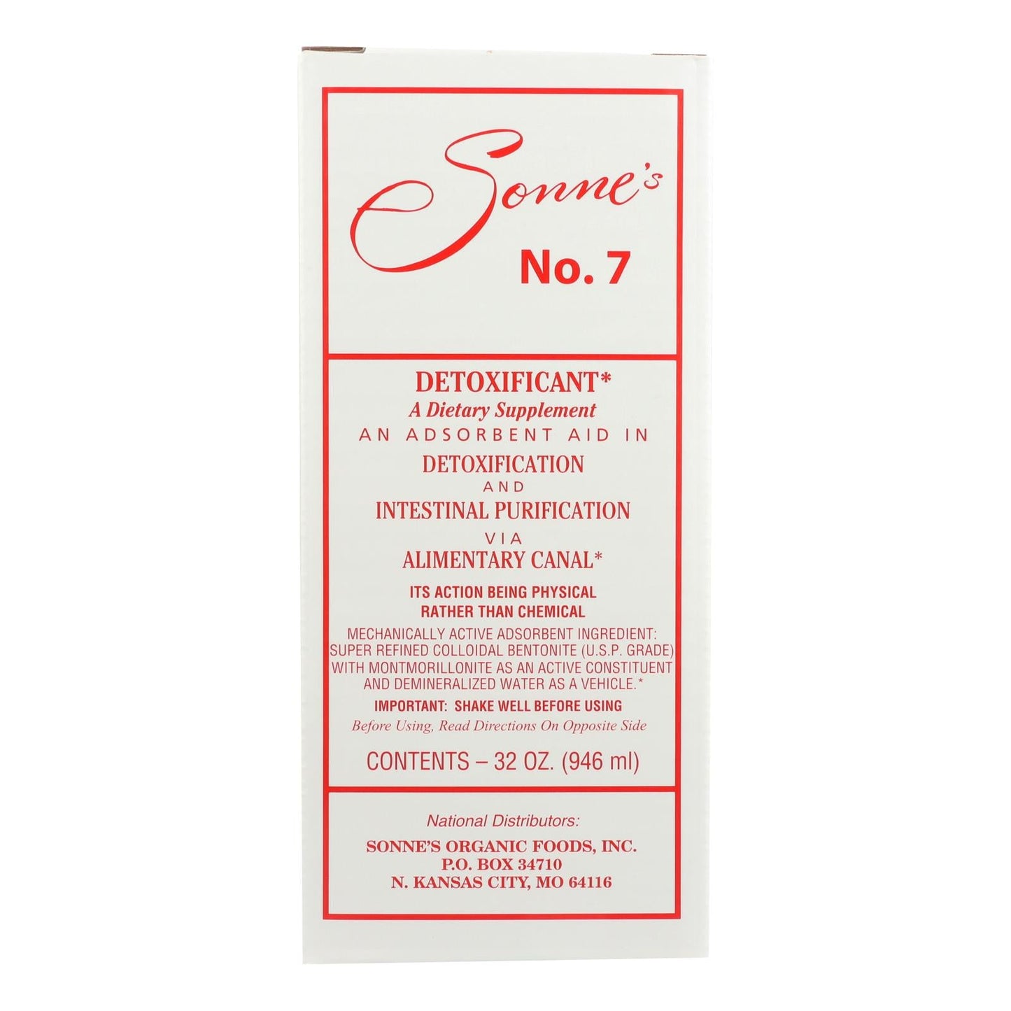 Sonne's Detoxification No. 7 - Powerful Liquid Herbal Supplement - 32 Fl. Oz.