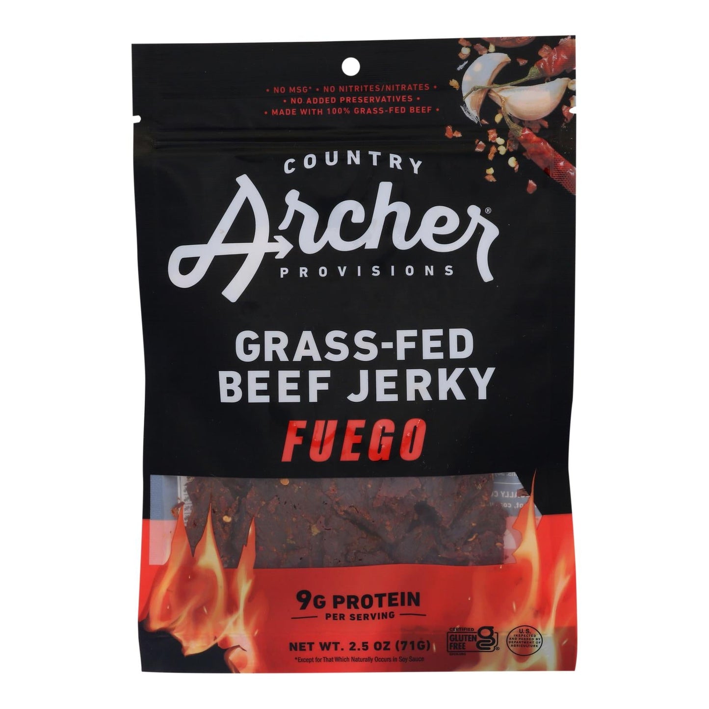 Country Archer Beef Crushd Red Pepper Jerky Bites - 2.5 Oz Each (Case of 12)