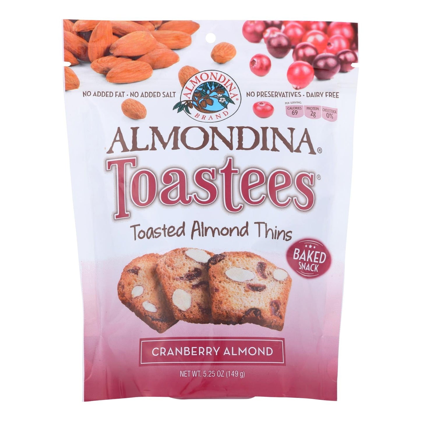 Almondina Toastees Toasted Almond Thins, Cranberry Almond, 5.25 Oz (Pack of 12)