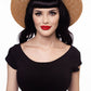 Retro Boat Neck Top in Black