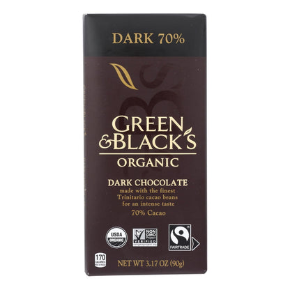 Green & Black's Organic Dark Chocolate 70% Cocoa - 3.17 oz. (Case of 10)