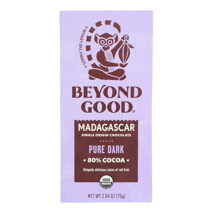 Madecasse 80% Pure Dark Chocolate Bar - Case of 12 - 2.64 Oz