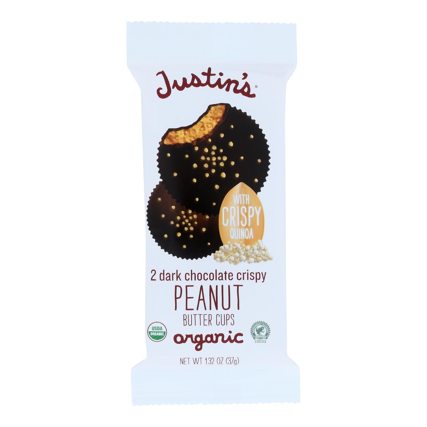 Justins Dark Chocolate Covered Crispy Peanut Butter Cups 12 Pack 1.32 Oz Each