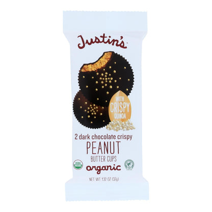 Justins Dark Chocolate Covered Crispy Peanut Butter Cups 12 Pack 1.32 Oz Each
