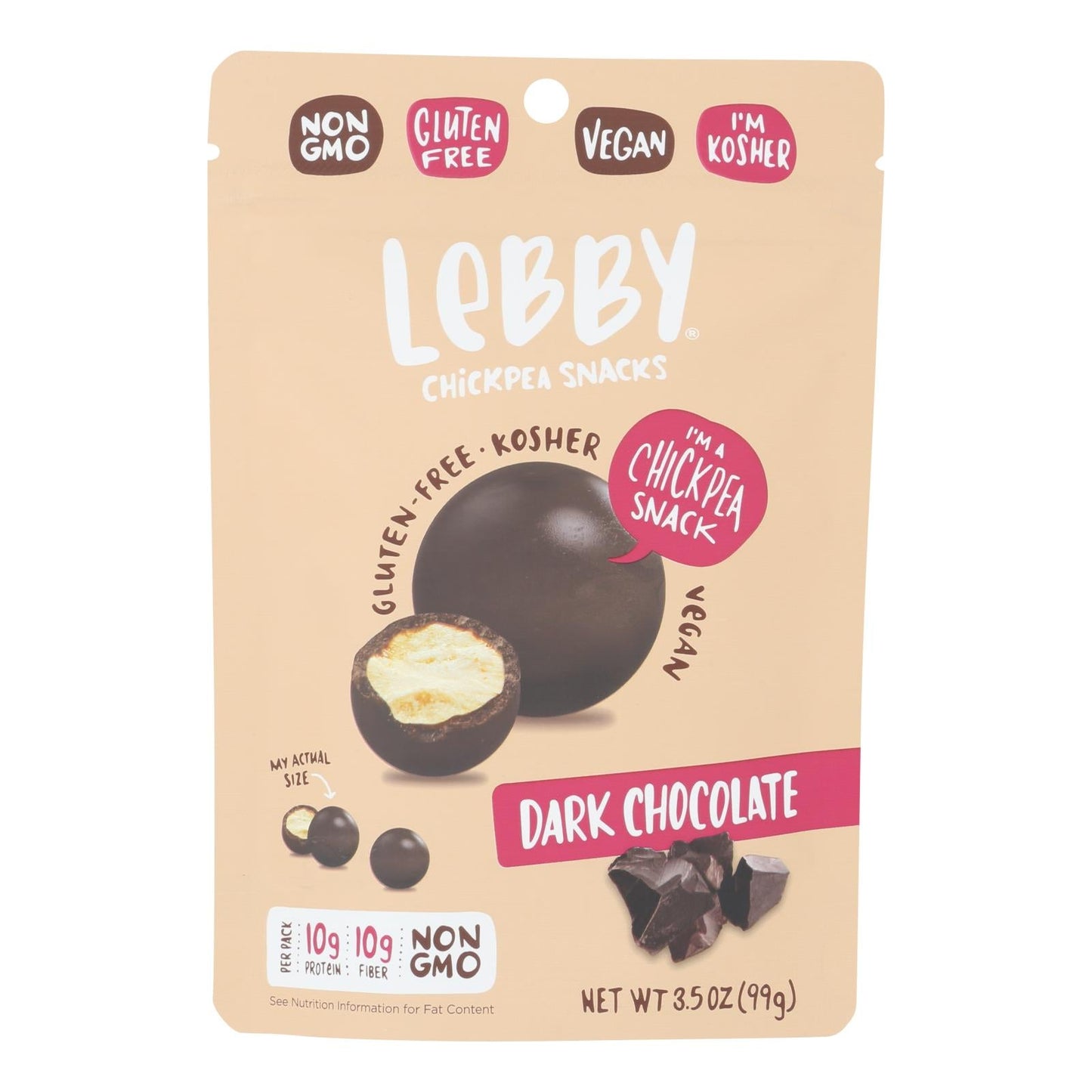 Lebby Snacks Chickpea Snacks Dark Chocolate - 3.5 Oz - Pack of 6