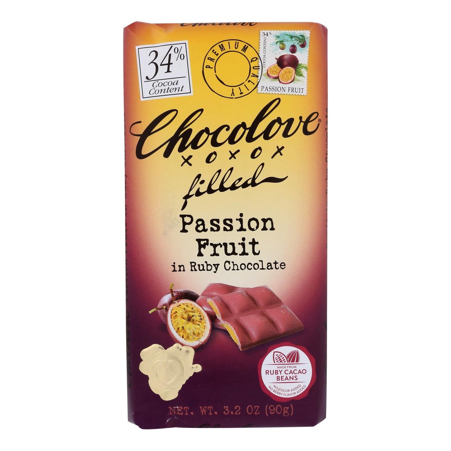 Chocolove Xoxox Ruby Passionfruit Chocolate Bar - 10 Pack - 3.2 Oz Bar