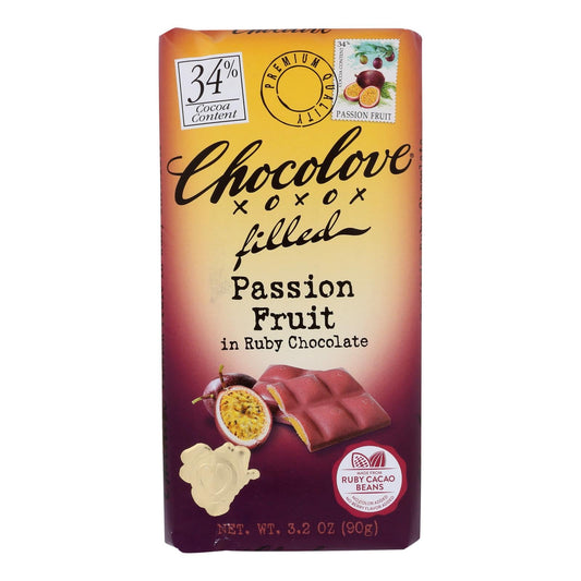 Chocolove Xoxox Ruby Passionfruit Chocolate Bar - 10 Pack - 3.2 Oz Bar